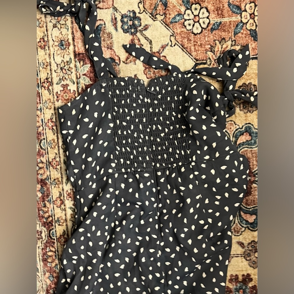 Abercrombie & Fitch Blue Polka Dot slitted Midi Dress, size XS - Picture 8 of 9